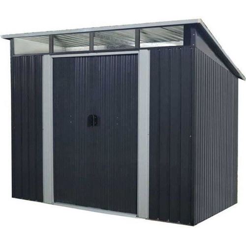 Abri de jardin en métal AUCUNE T-0608PS 4,59 m² gris anthracite 2 portes coulissantes