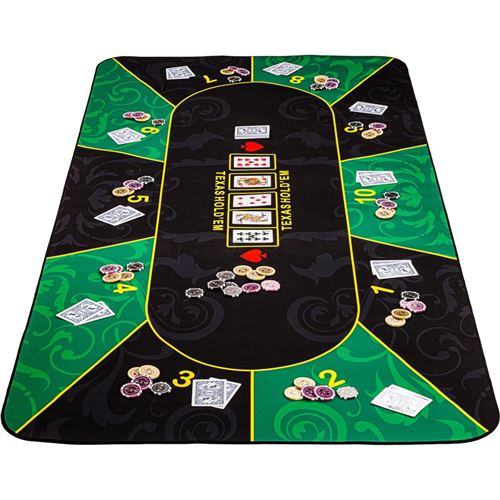 Tapis de Poker XXL, max. 10 joueurs, dimensions 200x90 cm, couleur