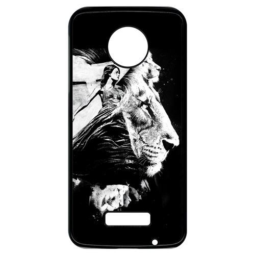Coque My-Kase pour Moto Z - creative art le lion - Plastique Noir