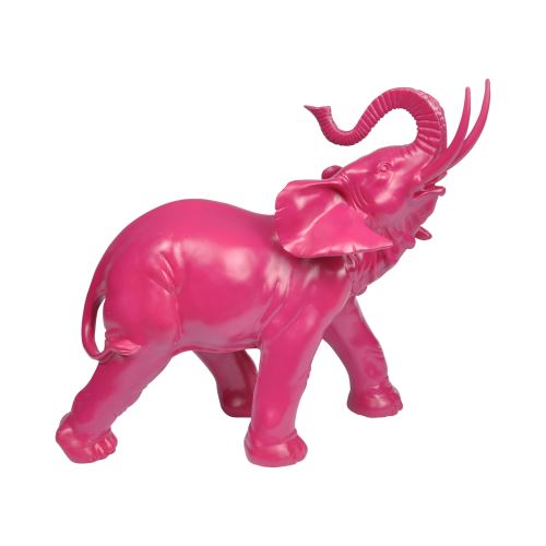 elephant en polyresine fuchsia h.30.5*l.33.5*p.16cm