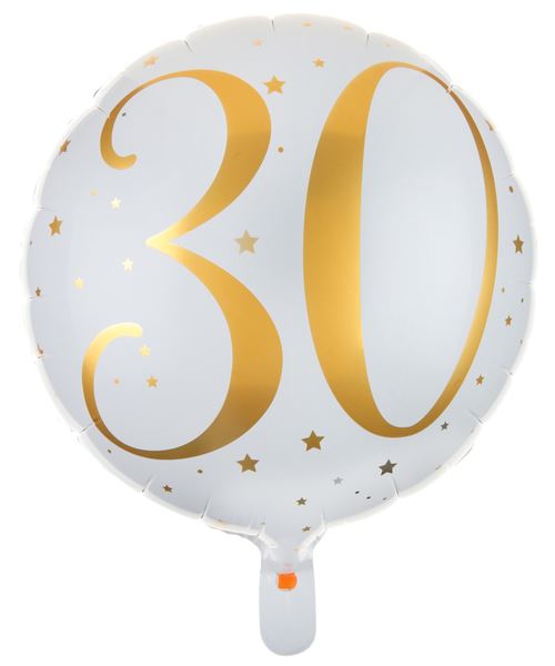Ballon anniversaire blanc et or métallisé 20 ans en aluminium (x1) REF/6236