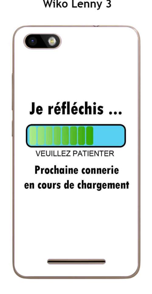 Coque Wiko Lenny 3 design Message Je réfléchis, Texte noir