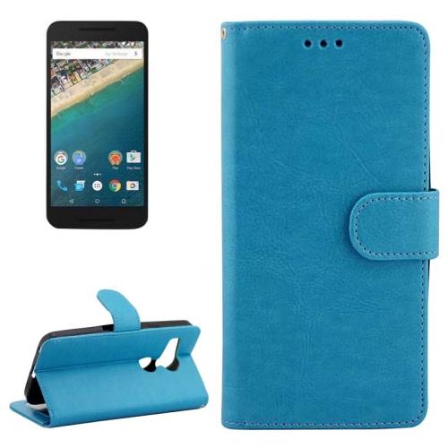 Google Nexus 5X Housse Etui Cuir PU Bleu Texture Peau ALS17462