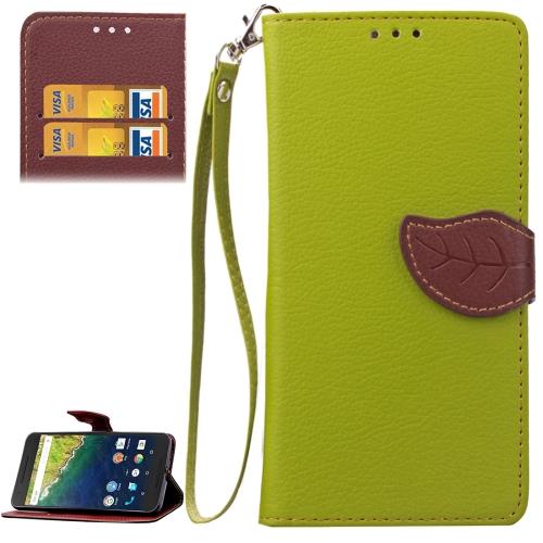 Google Nexus 6P Housse Etui Cuir PU Vert Texture Litchi ALS17510