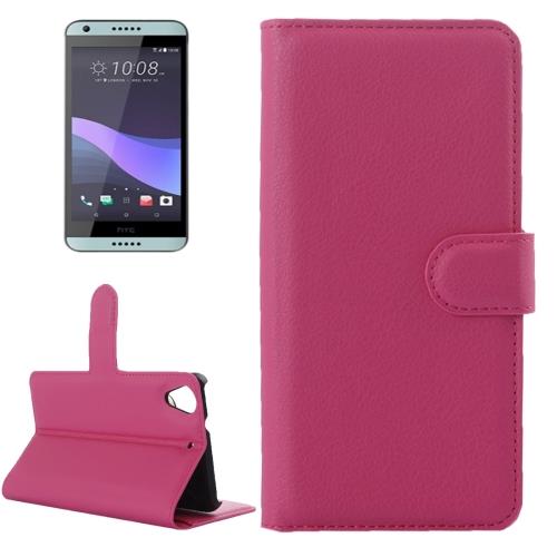 HTC Desire 650 Housse Etui Cuir PU Magenta Texture Litchi ALS17718