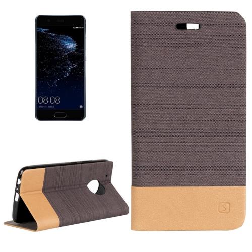 Huawei P10 Housse Etui Cuir PU Marron Texture Tissus ALS17983