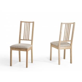 Chaise de salle à manger - chaise en bois et tissu beige ...