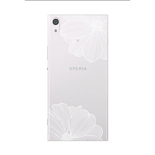 Coque Sony XA souple transparente et résistante anti choc avec impression de qualité ( Fleurs blanches )