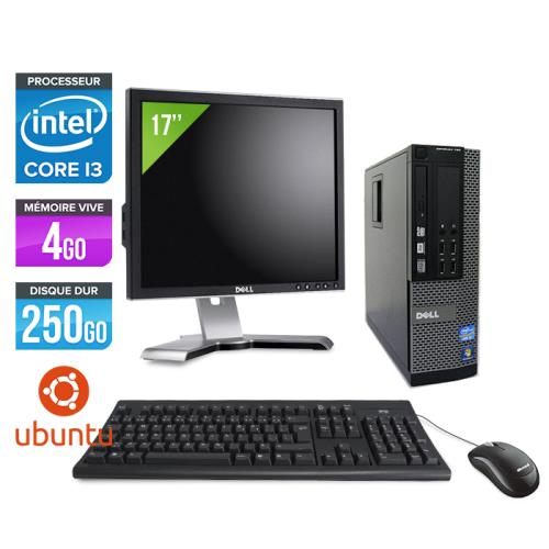 Ordinateur Dell Optiplex 790 SFF + Ecran 17'' - Noir - Intel Core i3-2120 / 3.30 GHz - RAM 4 Go - HDD 250 Go - DVDRW - Gigabit Ethernet - Linux - Ubun