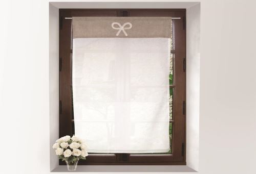 Brise bise brodé en coton 60x90 cm EMILIE taupe par Soleil d'ocre