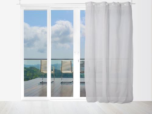 Voilage en coton avec oeillets 140x240 cm PANAMA gris