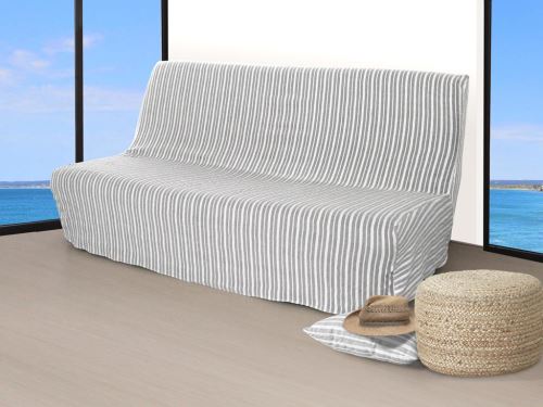 Housse clic-clac jacquard largeur 190 cm COTONADE gris clair