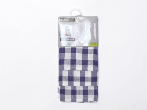 Lot de 3 serviettes en coton CARREAUX NORMANDS bleu, jacquard 45x45 cm