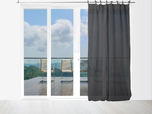 Voilage en coton avec nouettes 140x240 cm PANAMA Gris