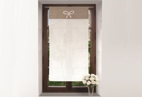 Brise bise brodé en coton 45x90 cm EMILIE taupe par Soleil d'ocre