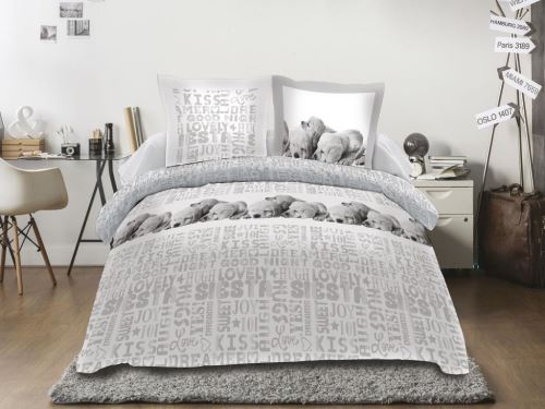 Parure housse de couette 240x220 cm SIESTA gris, par intemporel
