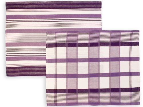 Lot de 2 torchons en coton PAELLA lilas, jacquard 50x70 cm