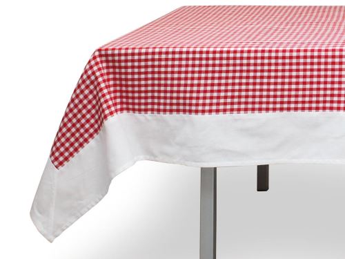 Nappe carrée en coton anti-tâches 140x140 cm VICHY Rouge, jacquard