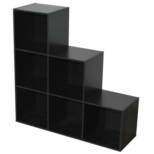 Etagère escalier en bois H93cm L93cm 6 niches COMPO - Noir
