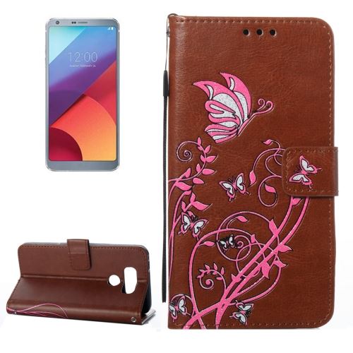 LG G6 Housse Etui Cuir PU Marron Texture Peau ALS30888