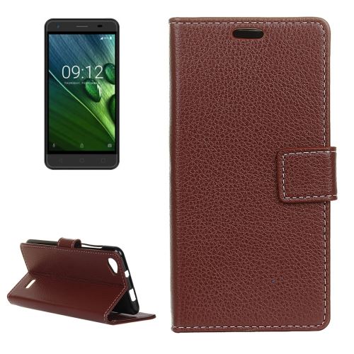 Acer Liquid Z6E Housse Etui Cuir PU Marron Texture Litchi ALS30896