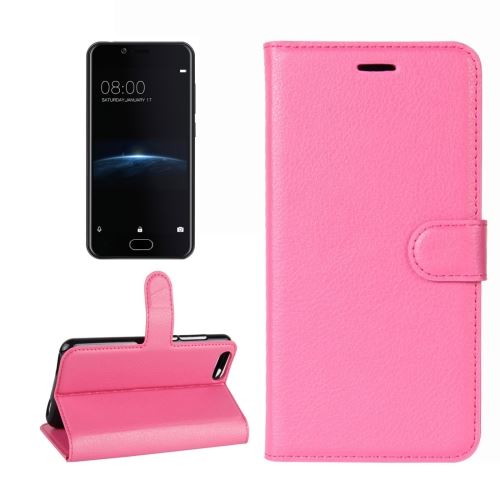 Doogee Shoot 2 Housse Etui Cuir PU Magenta Texture Litchi ALS30956