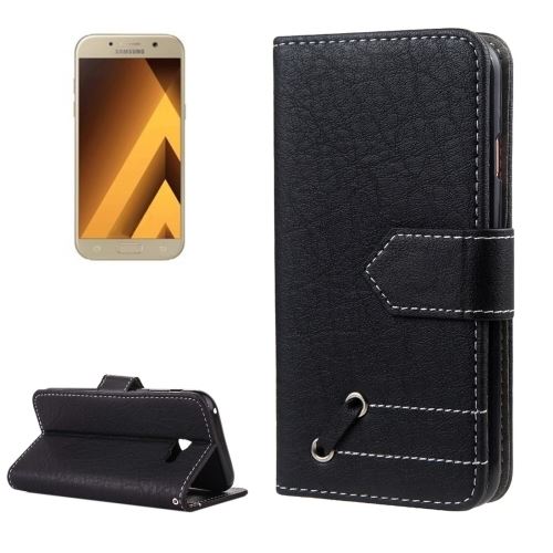Galaxy A5 (2017) Housse Etui Cuir PU Noir Effet Peau rétro ALS31008