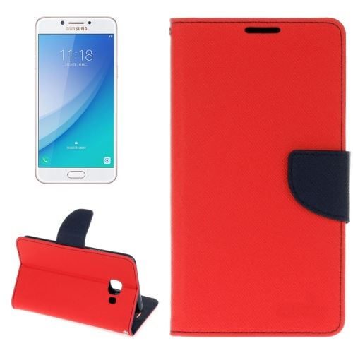 Galaxy C5 Pro Housse Etui Cuir PU Rouge Texturé ALS31028