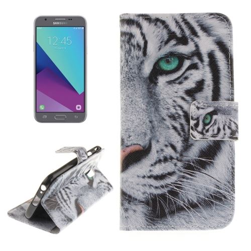 Galaxy J3 (2017) (EU Version) Housse Etui Cuir PU tigre blanc tête ALS31068