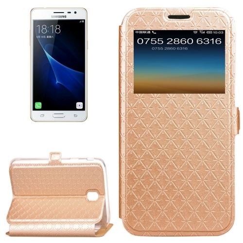 Galaxy J3 (2017) (EU Version) Housse Etui Cuir PU Doré Texturé ALS31073