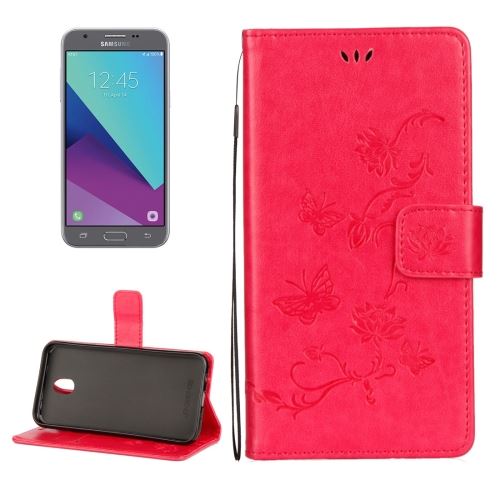 Galaxy J3 (2017) / J330 (EU Version) Housse Etui Cuir PU Rouge Lotus ALS31116