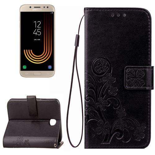 Galaxy J5 (2017) Housse Etui Cuir PU Noir trèfle vert ALS31141