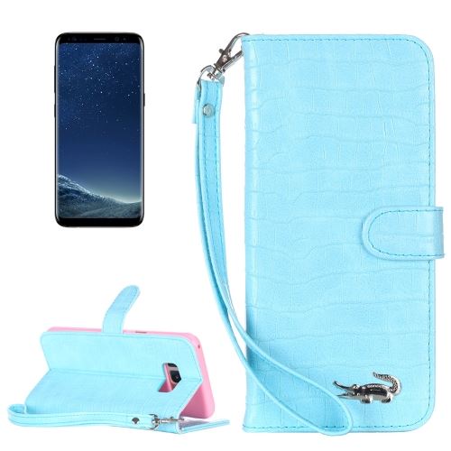 Galaxy S8 + / G9550 Housse Etui Cuir PU Bleu Texture Crocodile ALS31740