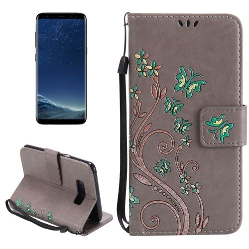 Galaxy S8 + / G9550 Housse Etui Cuir PU Gris papillon ALS31745