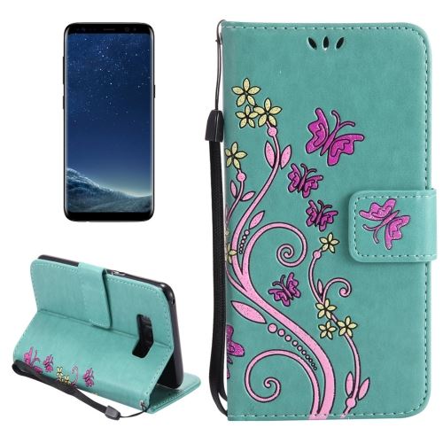Galaxy S8 + / G9550 Housse Etui Cuir PU Vert papillon ALS31760