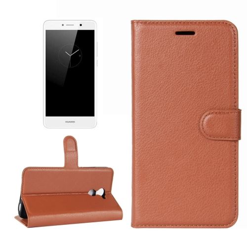 Huawei Enjoy 7 Plus Housse Etui Cuir PU Marron Texture Litchi ALS31876