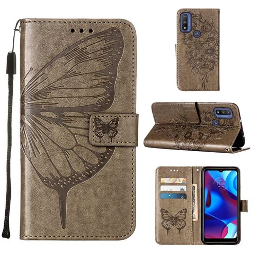 MPFRANCE Housse pour Motorola Moto G Pure Gris [Papillon V3]