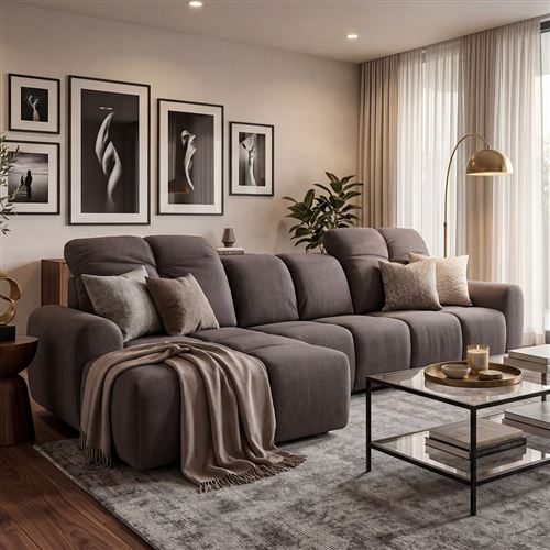 Canap&eacute; Tissu Angle gauche Gris fonc&eacute; Anacapri - 3 Places - Gris fonc&eacute;