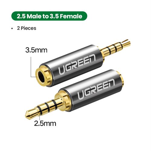 2 pcs UGREEN Adaptateur Audio jack 2,5 mm male vers jack 3,5 mm femelle