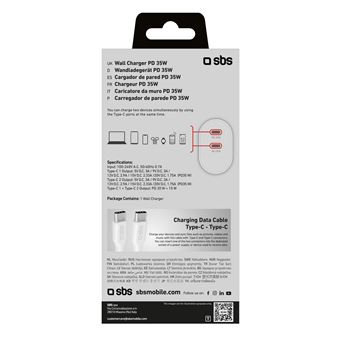 Chargeur mural Power Delivery 35 W avec deux sorties USB-C-SBS