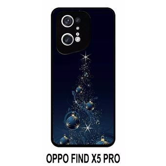 Coque My Kase Pour Oppo Find X Pro Noel Sapin Et Boule Bleu Silicone Noir Coque Et Tui