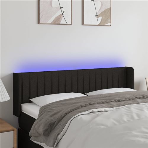 vidaXL Tête de lit à LED Noir 147x16x78/88 cm Tissu3123474