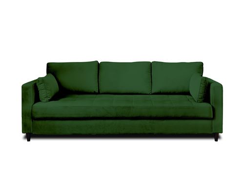 Non Communiqué Vert Anna - Canapé Droit 3 Places Convertible Avec Poche En Velours