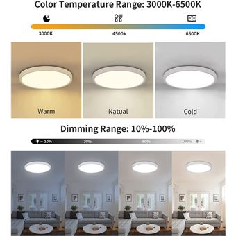 Plafonnier LED Moderne, Éclairage de Plafond Dimmable 2700K-6500K