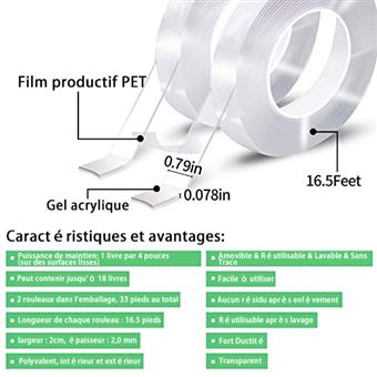 20€ sur Ruban Adhésif Double Face Solide [Lot de 2] Ti-smart™ Transparent -  Colle et produits de fixation - Achat & prix
