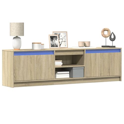 vidaXL Meuble TV avec LED chêne sonoma 180x34x50 cm bois d'ingénierie