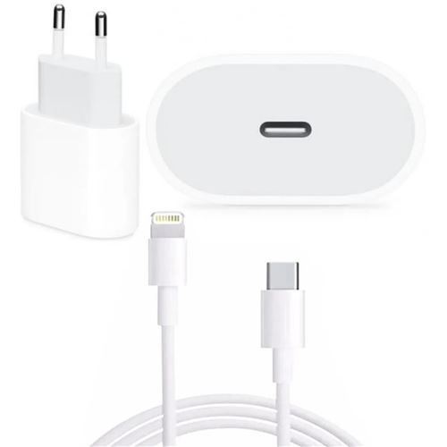 Chargeur USB C USBC - 25W rapide type C adaptateur secteur USB mural + câble type C vers lightning 100 cm - pour iPhone APPLE - Straße Tech ®