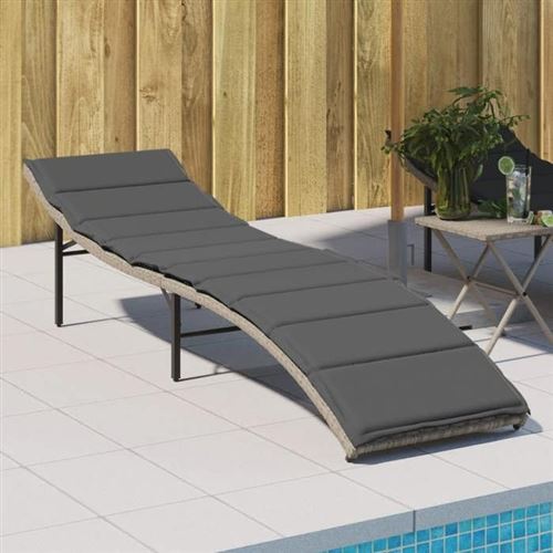 VidaXL - Chaise longue rotin synthétique, One Size, Gris