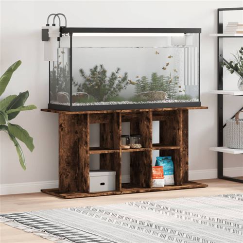 Support pour aquarium chêne fumé 120x40x60 cm bois d ingénierie