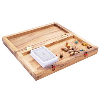 LOGOPLAY Tock 4 Joueurs – Jeu De Société En Bois Avec Plateau Pliant Et Cartes – Stratégie Et Fun Assurés